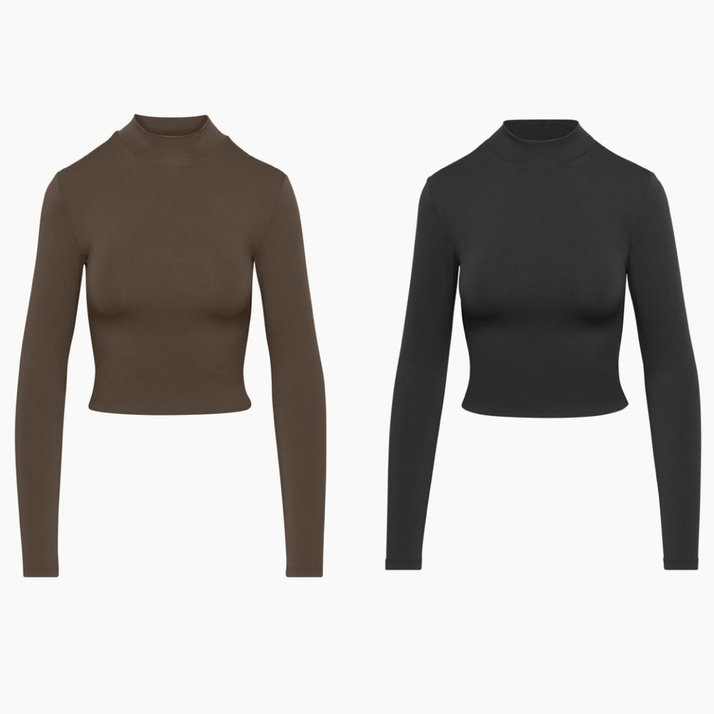 2 NEW Aritzia Babaton Contour Mockneck Longsleeve Size XL Brown & Black